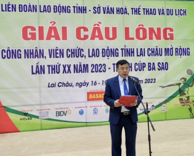 Khai mạc Giải cầu lông CNVCLĐ tỉnh Lai Châu (mở rộng)  lần thứ XX năm 2023 - Tranh cúp Ba Sao.