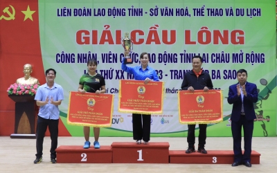Bế mạc Giải Cầu lông CNVCLĐ tỉnh Lai Châu mở rộng lần thứ XX năm 2023 – Tranh cúp Ba Sao.