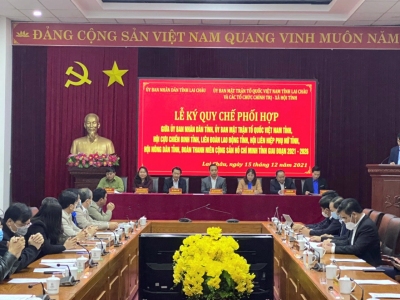 Lễ ký kết Quy chế phối hợp giữa Ủy ban Nhân dân tỉnh với Ủy ban MTTQ Việt Nam tỉnh và các tổ chức chính trị - xã hội tỉnh Lai Châu giai đoạn 2021 - 2026