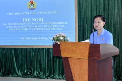 Đồng chí Hoàng Văn Trinh - Phó Chủ tịch LĐLĐ tỉnh  phát biểu chỉ đạo Hội nghị