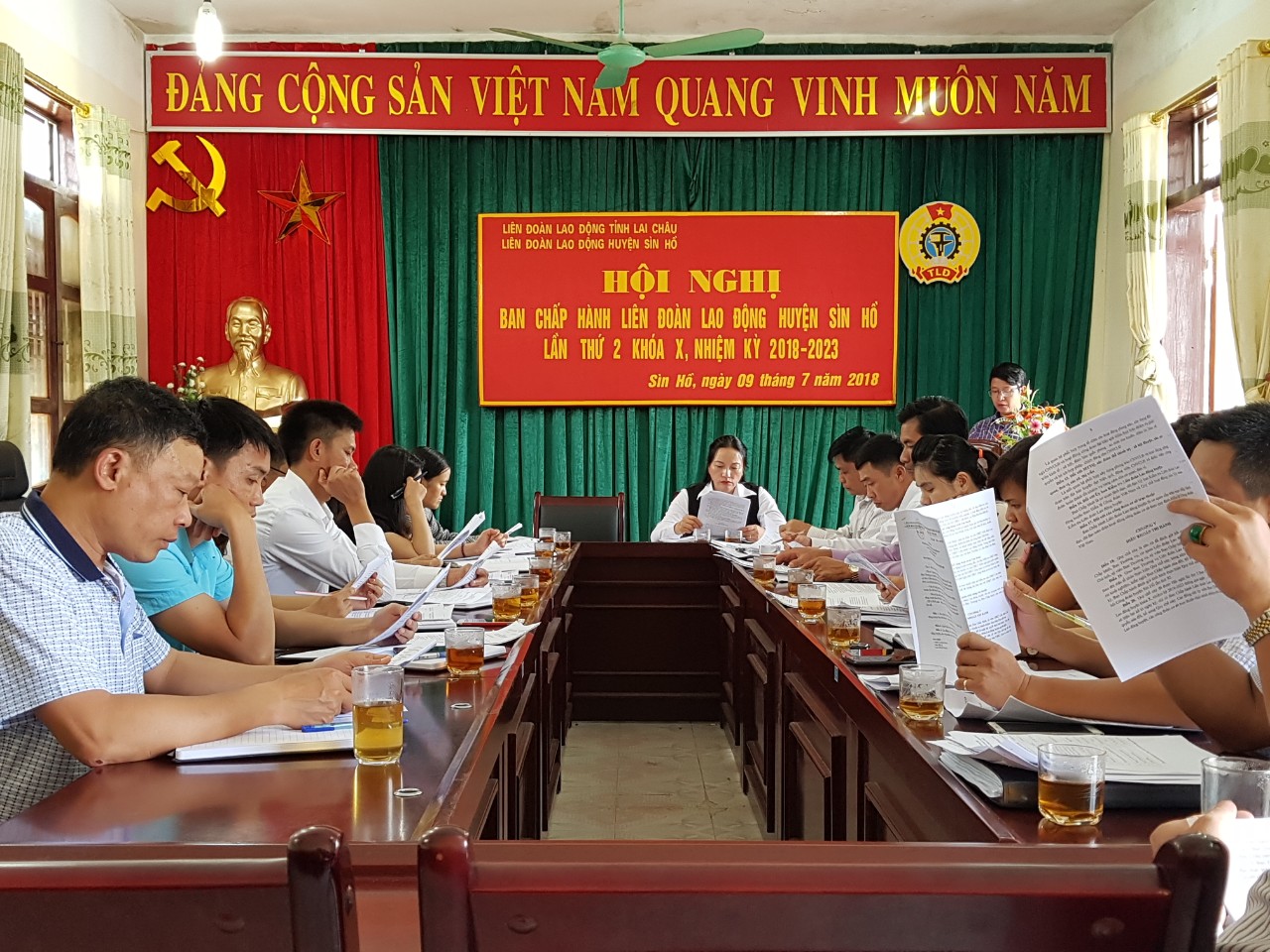 Toàn cảnh hội nghị BCH Liên đoàn Lao động huyện Sìn hồ  lần thứ 2 khóa X, nhiệm kỳ 2018-2023